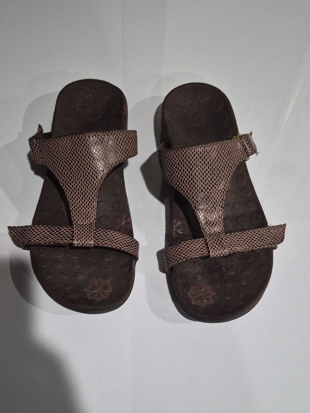 Vionic Orthaheel Women’s Brown Adjustable Strap Slip-On Sandals Size 8